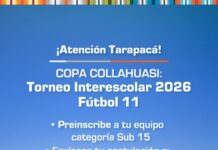 Abren convocatoria para Campeonato Interescolar Fútbol 11 “Copa Collahuasi 2026”